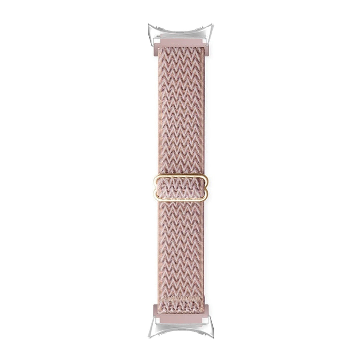 Weaved Loop Pink Sand Silver with Google Pixel Spring Bar Adapters - Wear Any 20mm Strap! for Pixel Watch 1-5 41mm