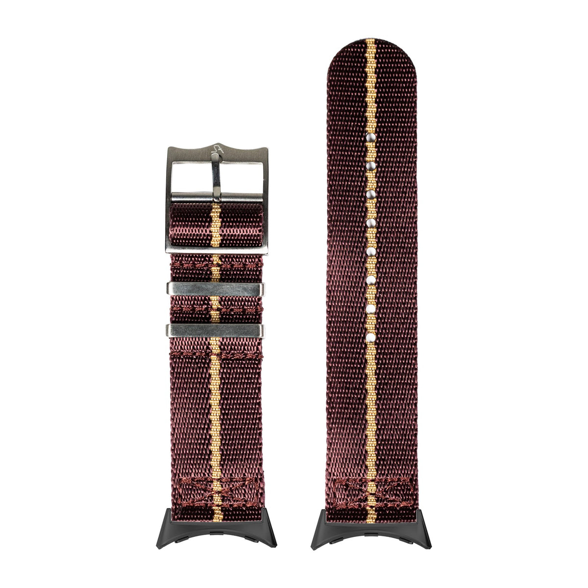 Supreme Militex - Burgundy Red/Wheat Black with Google Pixel Spring Bar Adapters - Wear Any 20mm Strap! for Pixel Watch 1-5 41mm