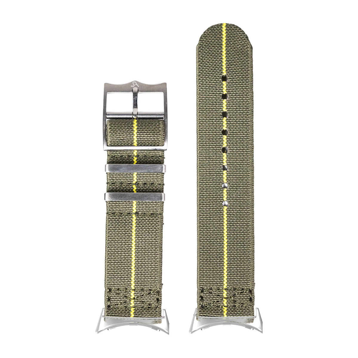 ElastoFlex - Green/Yellow Silver with Google Pixel Spring Bar Adapters - Wear Any 20mm Strap! for Pixel Watch 3-5 45mm