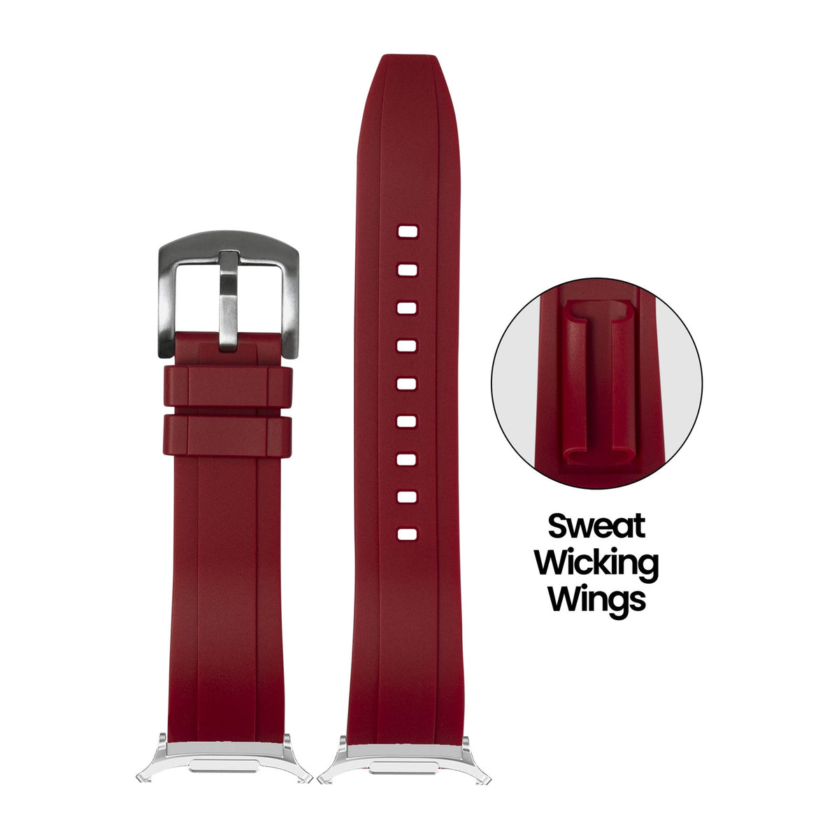 Kingston FKM Rubber - Red Silver with Strap Adapter for Galaxy Watch 8-9/Ultra