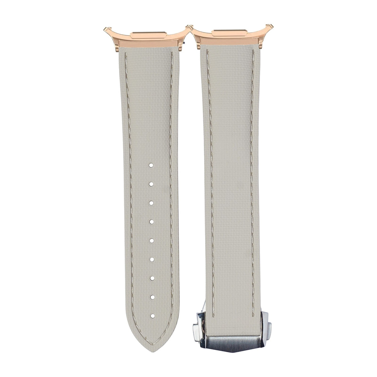Textured FKM Rubber Beige Rose Gold with Strap Adapter for Galaxy Watch 8-9/Ultra