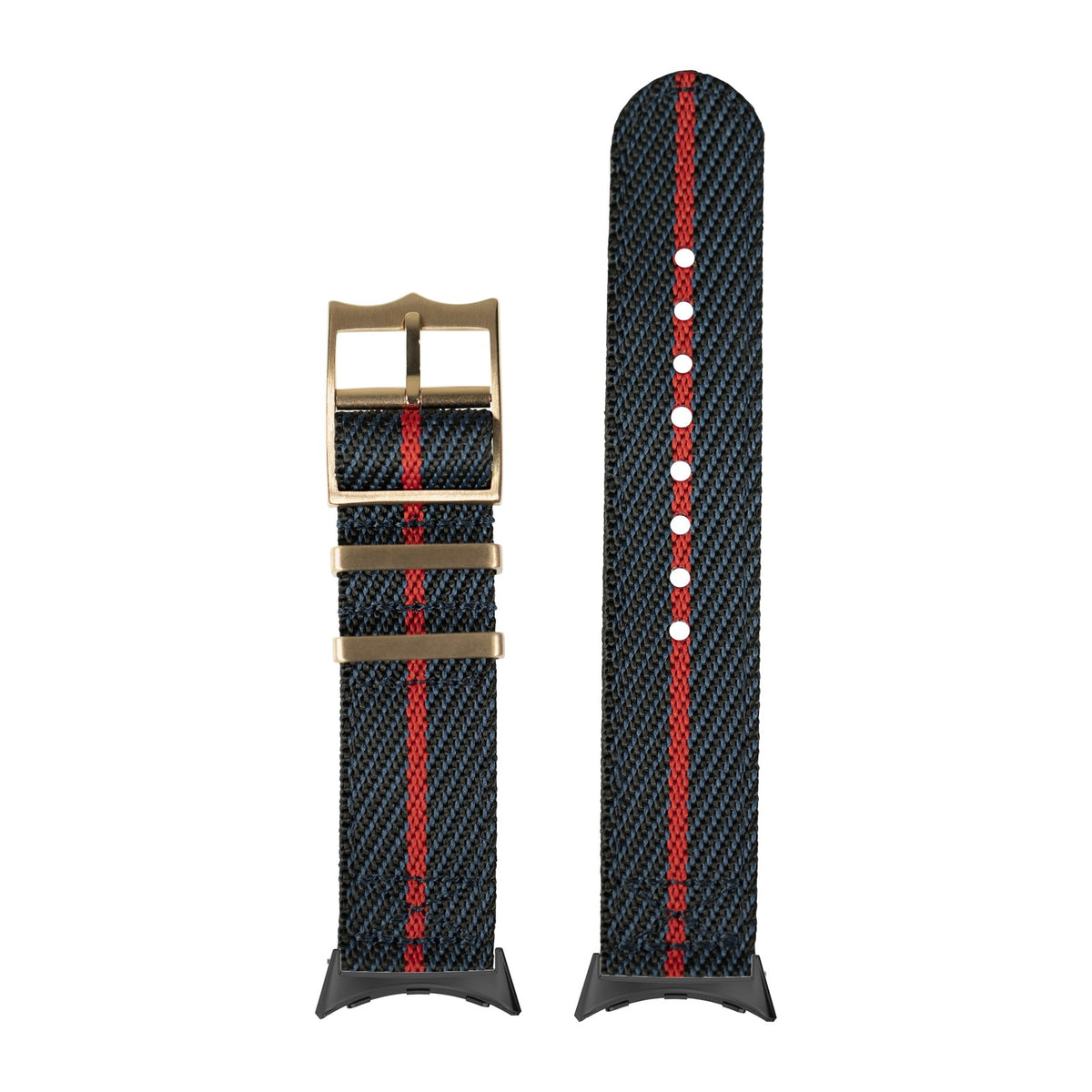 Cross Militex - Night Blue / Red [Rose Gold Hardware] Black with Google Pixel Spring Bar Adapters - Wear Any 20mm Strap! for Pixel Watch 1-5 41mm