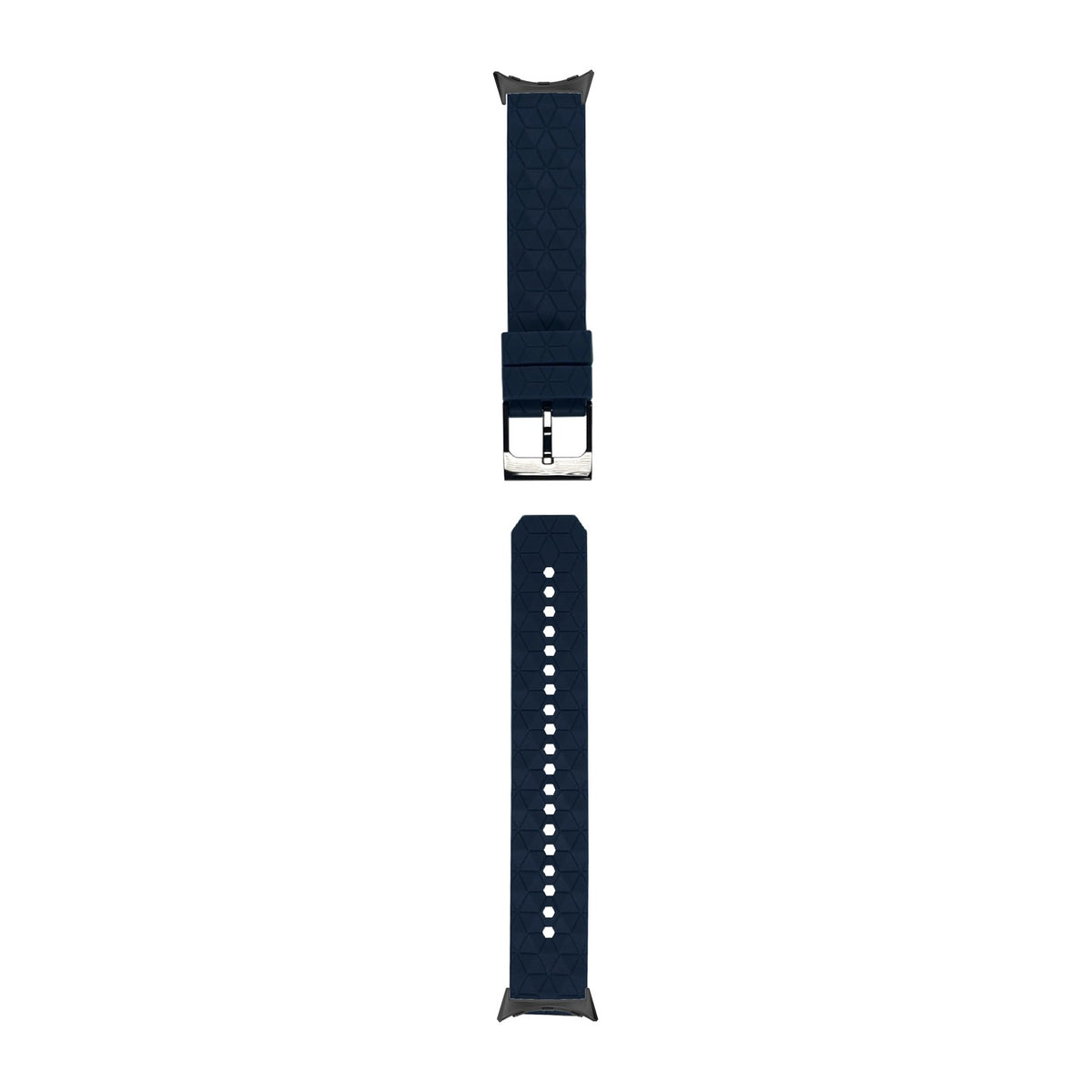 Prism Silicone [Black Hardware] Navy Blue Black with Google Pixel Spring Bar Adapters - Wear Any 20mm Strap! for Pixel Watch 1-5 41mm