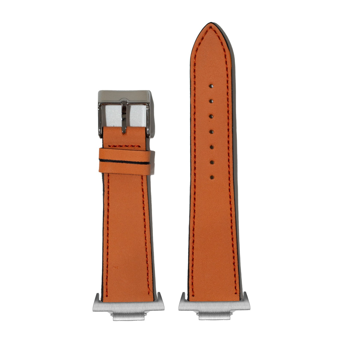 Nubuck Leather - Sunburst Orange Silver with Strap Adapter for Tissot PRX 40