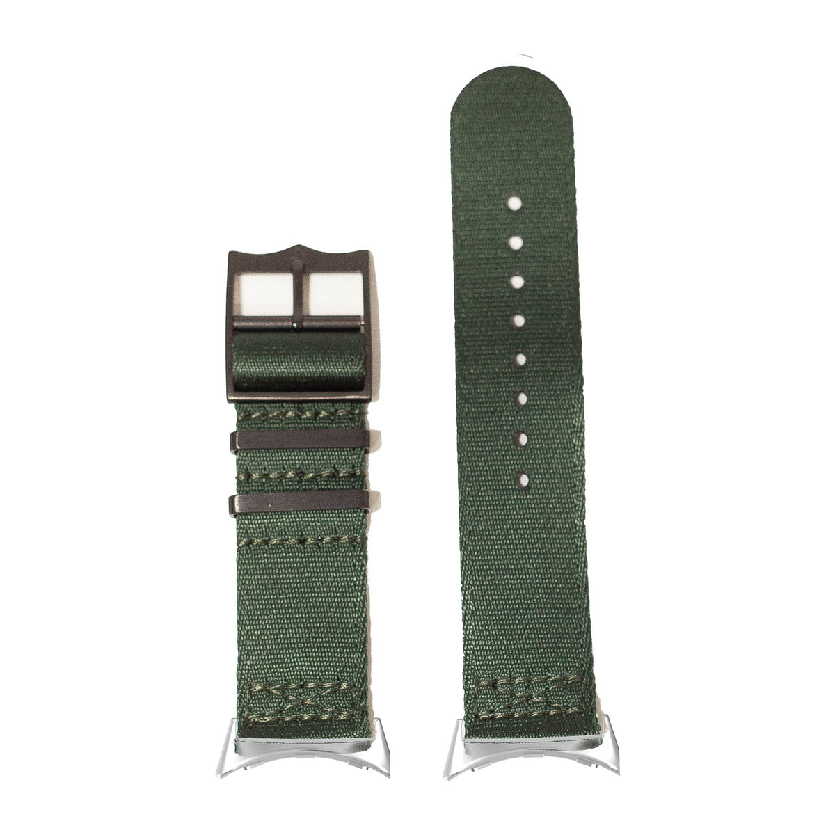Ultra Militex - Forest Green [Black Hardware] Silver with Google Pixel Spring Bar Adapters - Wear Any 20mm Strap! for Pixel Watch 3-5 45mm
