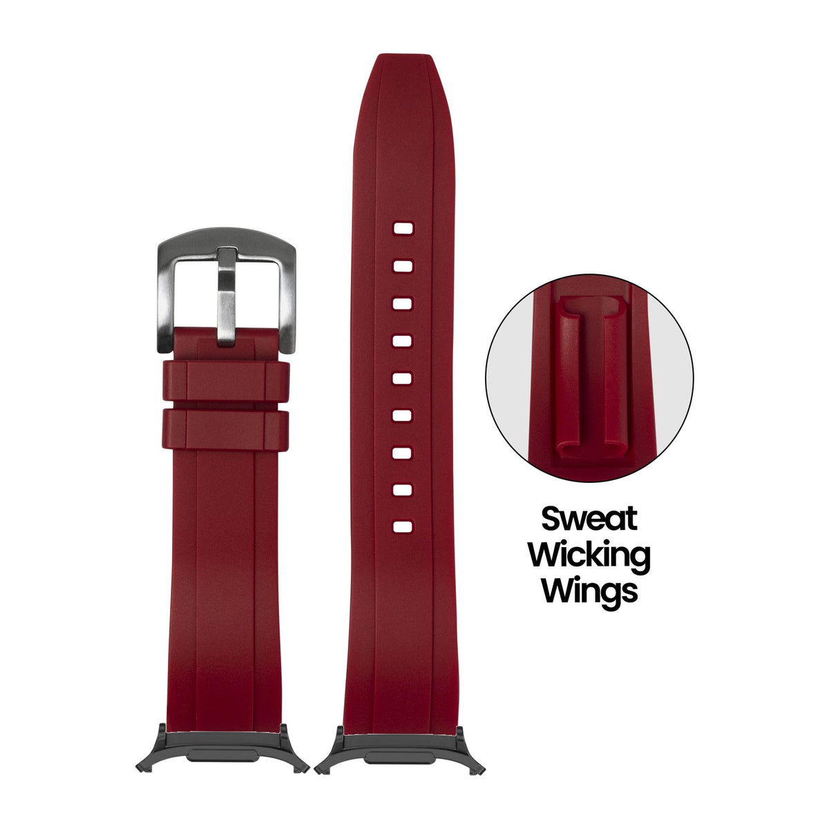 Kingston FKM Rubber - Red Black with Strap Adapter for Galaxy Watch 8-9/Ultra