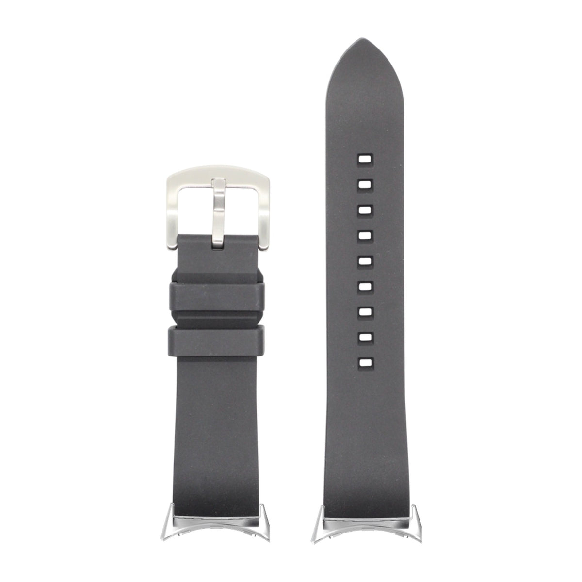 Prairie FKM Rubber - Black Silver with Google Pixel Spring Bar Adapters - Wear Any 20mm Strap! for Pixel Watch 1-5 41mm