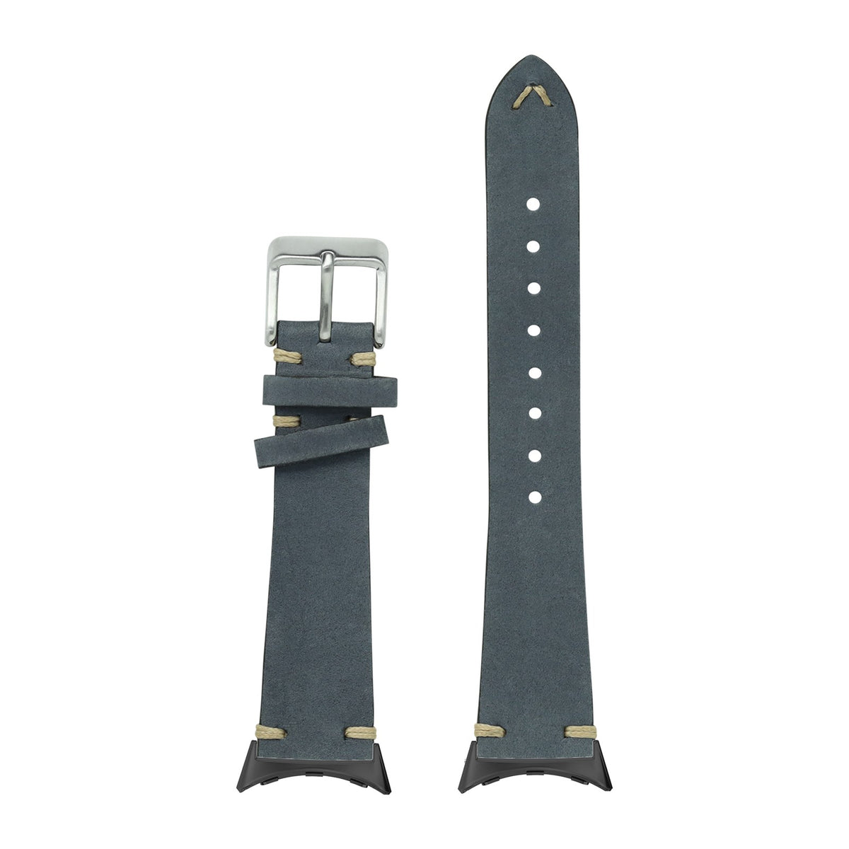 Vintage Knotted - Nubuck Leather - Slate Grey Black with Google Pixel Spring Bar Adapters - Wear Any 20mm Strap! for Pixel Watch 3-5 45mm