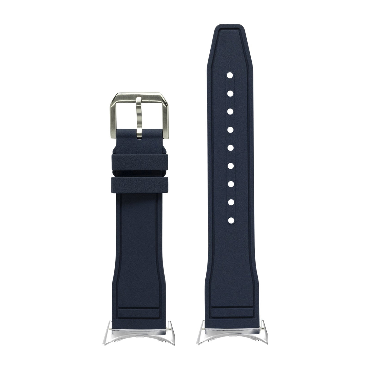 FKM Rubber - Pilot Navy Blue Silver with Google Pixel Spring Bar Adapters - Wear Any 20mm Strap! for Pixel Watch 1-5 41mm