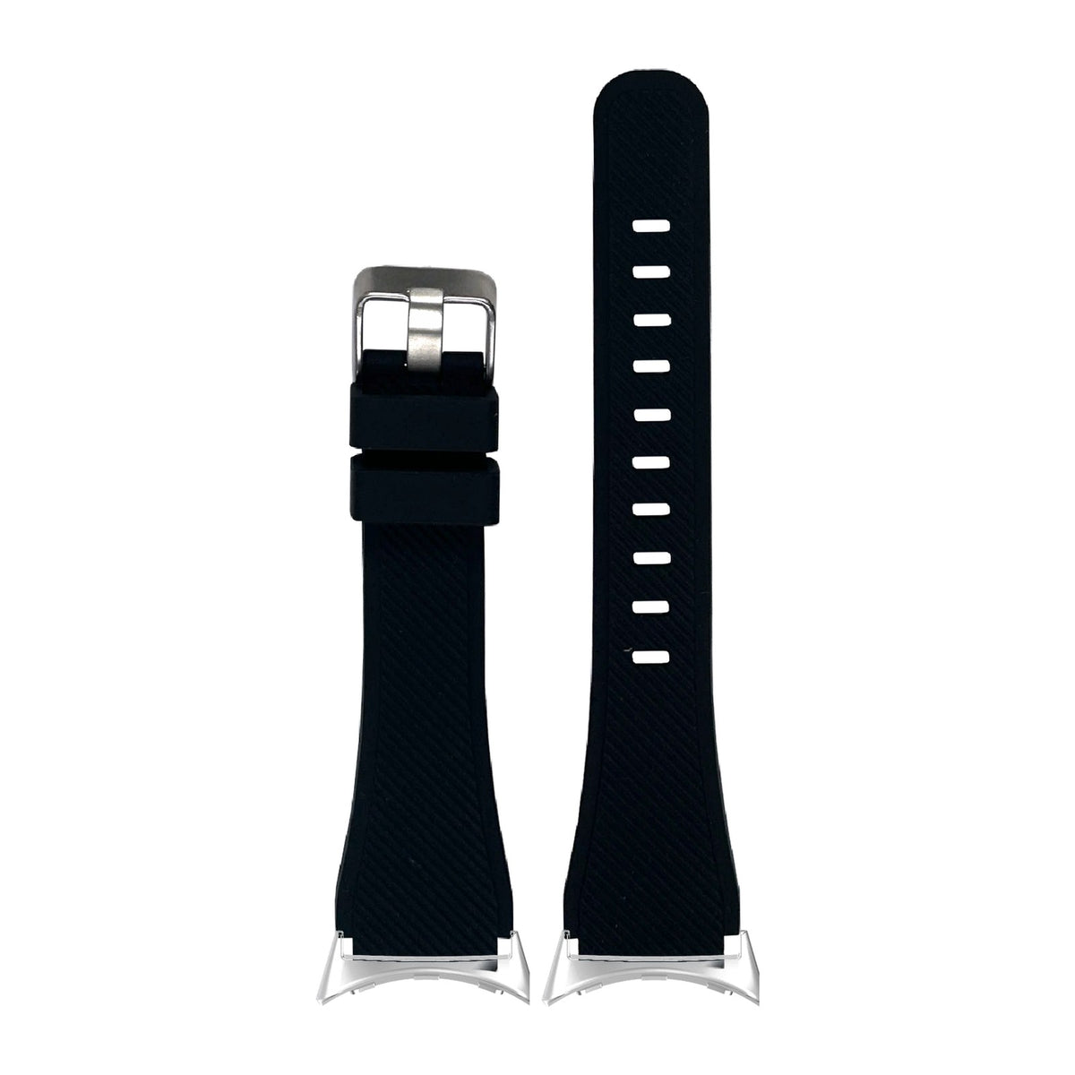 Flexi Silicone Black Silver with Google Pixel Spring Bar Adapters - Wear Any 20mm Strap! for Pixel Watch 1-5 41mm