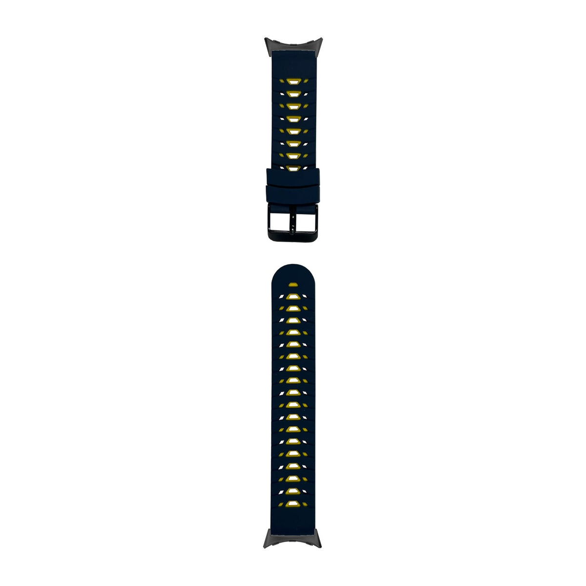 Flexi Silicone - Armour Blue/Yellow Black with Google Pixel Spring Bar Adapters - Wear Any 20mm Strap! for Pixel Watch 1-5 41mm