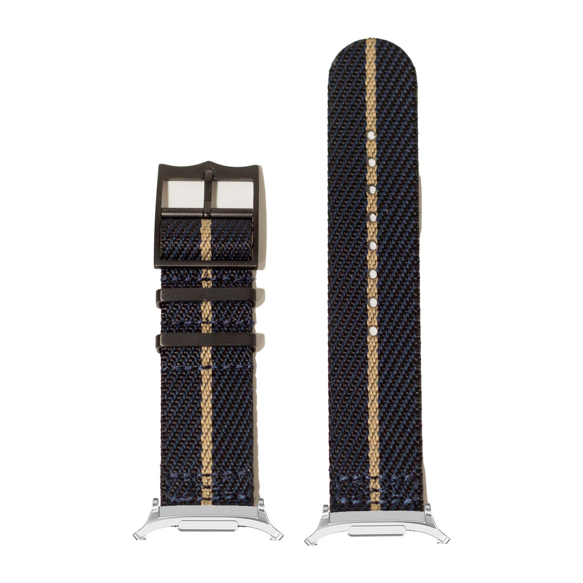 Cross Militex - Stealth Night Blue/Wheat [Black Hardware] Silver with Strap Adapter for Galaxy Watch 8-9/Ultra