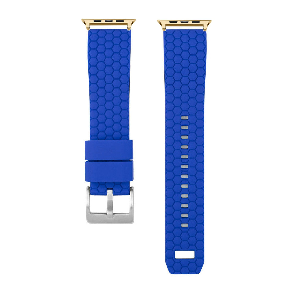 Hexagon Silicone Blue Gold with Connecters - Spring Bar Type for Apple Watch
