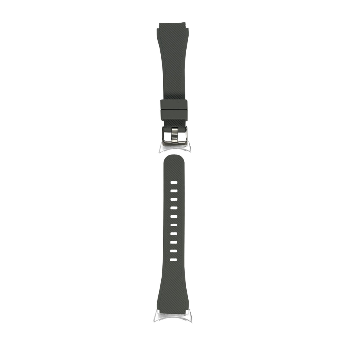 Flexi Silicone Grey Silver with Google Pixel Spring Bar Adapters - Wear Any 20mm Strap! for Pixel Watch 3-5 45mm