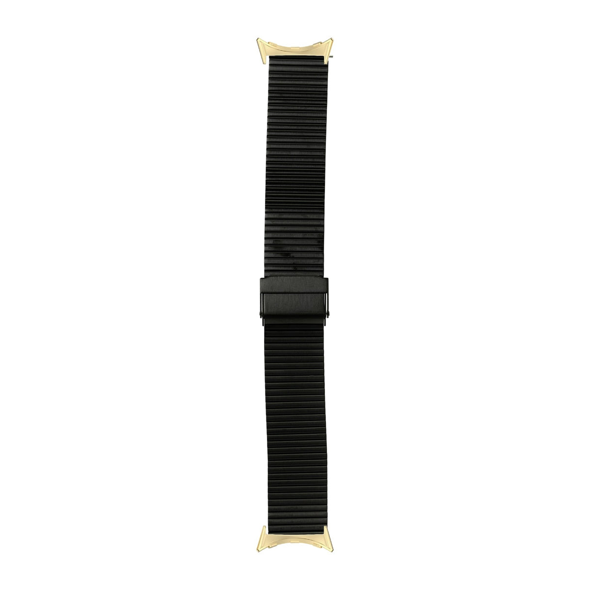 Flat-Link Micro-Adjustable Bracelet Black Gold with Google Pixel Spring Bar Adapters - Wear Any 20mm Strap! for Pixel Watch 1-5 41mm