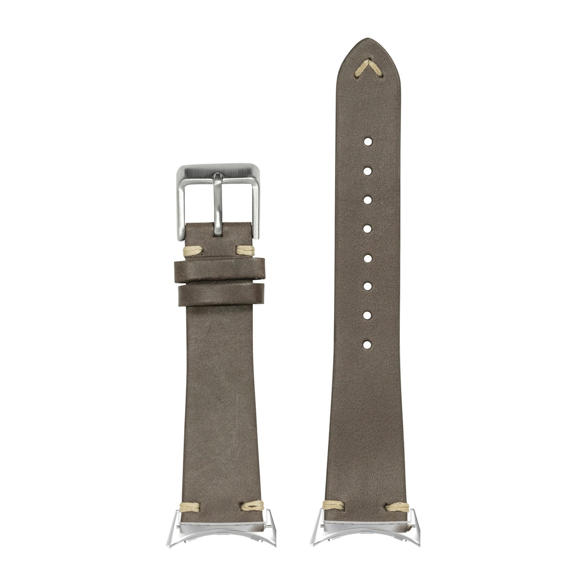 Vintage Knotted Leather - Dark Brown Silver with Google Pixel Spring Bar Adapters - Wear Any 20mm Strap! for Pixel Watch 1-5 41mm