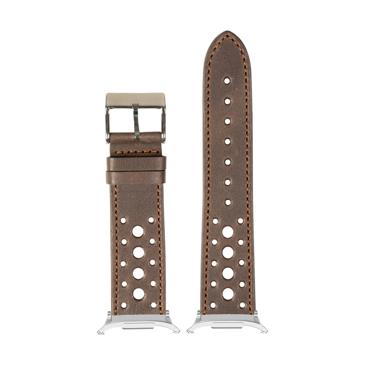 Leather - Daytona - Dark Brown Silver with Strap Adapter for Galaxy Watch 8-9/Ultra