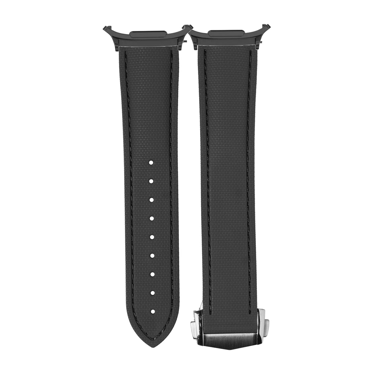 Textured FKM Rubber Black Black with Strap Adapter for Galaxy Watch 8-9/Ultra