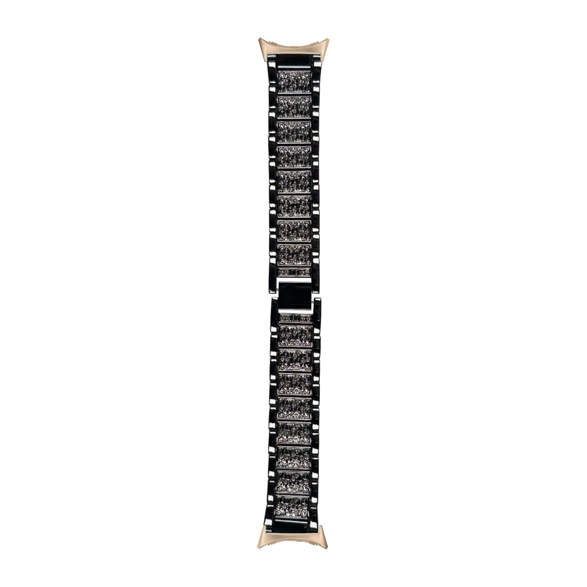 Zirconia Shimmer Bracelet Black Rose Gold with Google Pixel Spring Bar Adapters - Wear Any 20mm Strap! for Pixel Watch 1-5 41mm