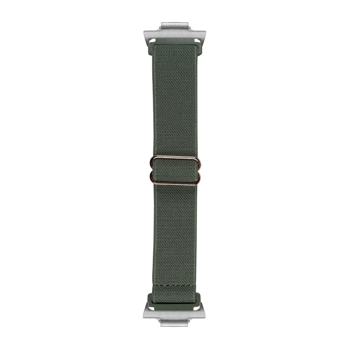 Weaved Elastic Loop Green Silver with Strap Adapter for Tissot PRX 40