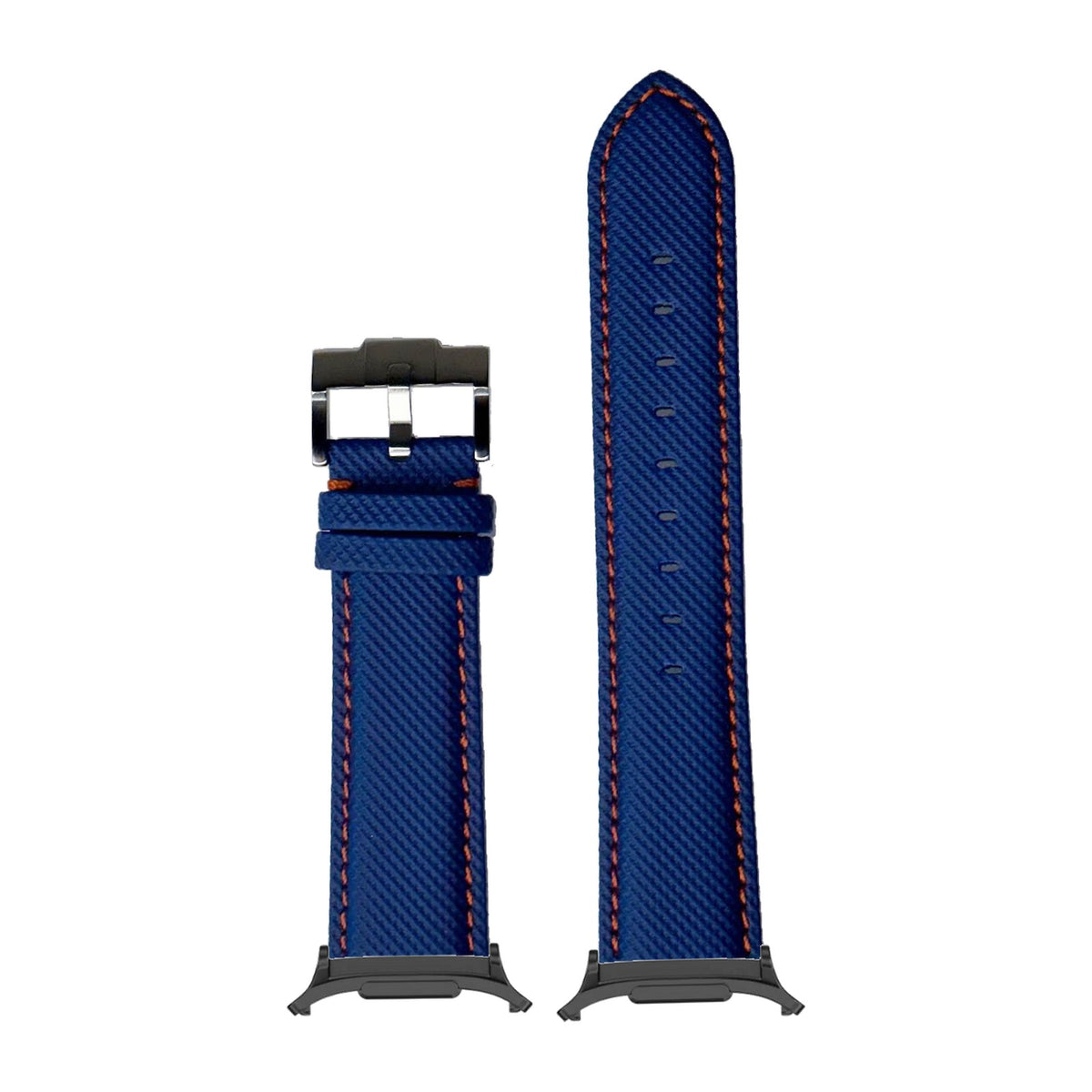 Sailcloth - Electric Blue | Orange Stitching for the Galaxy Watch 8, 9 and Ultra with adapter fitted