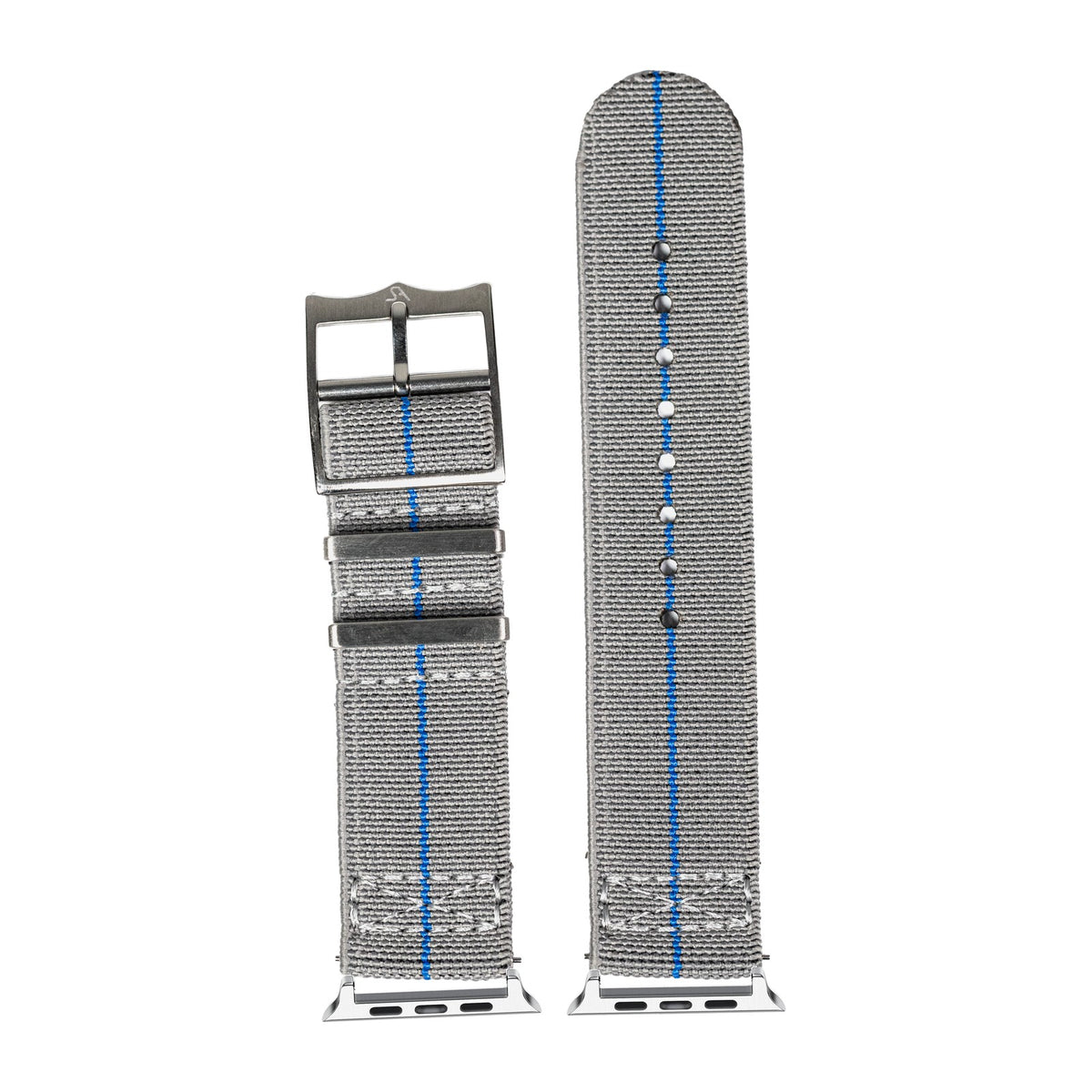 ElastoFlex - Grey/Blue Silver with Connecters - Spring Bar Type for Apple Watch