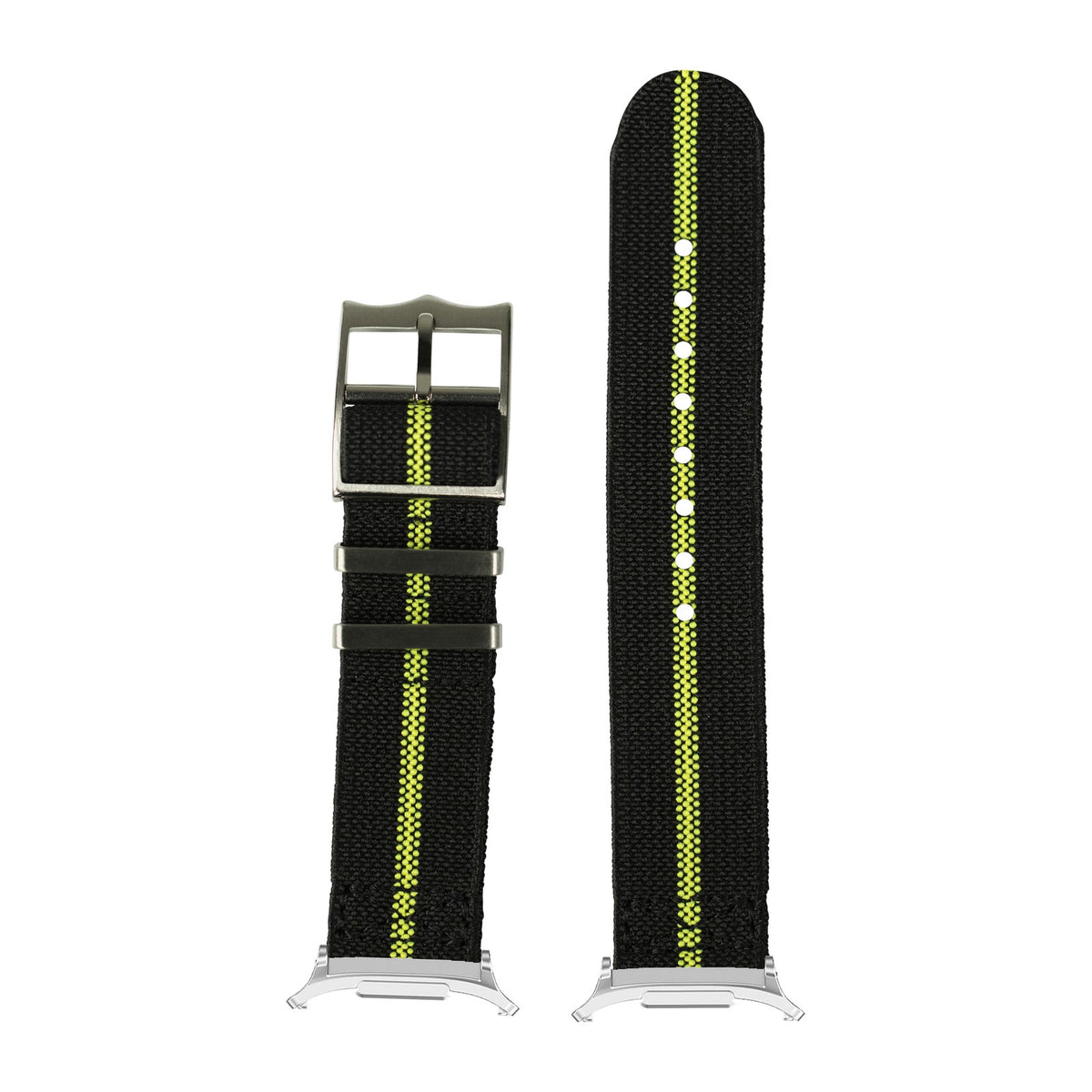 ElastoFlex - Black/Fluorescent Green Silver with Strap Adapter for Galaxy Watch 8-9/Ultra