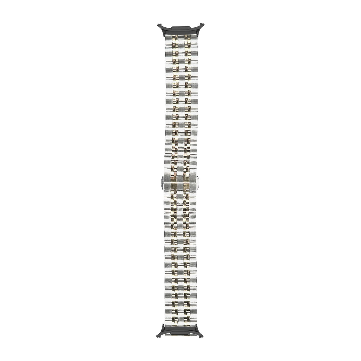 Steel Bracelet (Silver/Rose Gold) - Deployment Clasp 2 Black with Strap Adapter for Galaxy Watch 8-9/Ultra