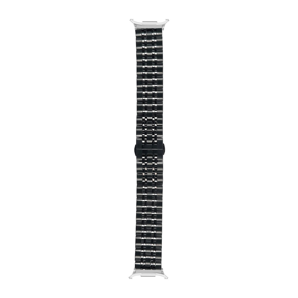 Steel Bracelet (Black) - Deployant Clasp 2 Silver with Strap Adapter for Galaxy Watch 8-9/Ultra