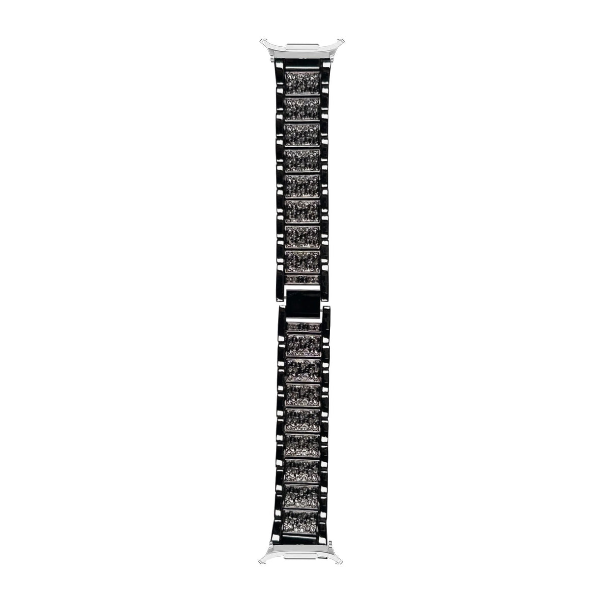 Zirconia Shimmer Bracelet Black Silver with Strap Adapter for Galaxy Watch 8-9/Ultra