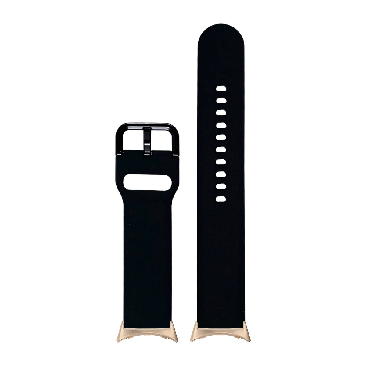 Flexi Silicone 6 Black Rose Gold with Google Pixel Spring Bar Adapters - Wear Any 20mm Strap! for Pixel Watch 1-5 41mm