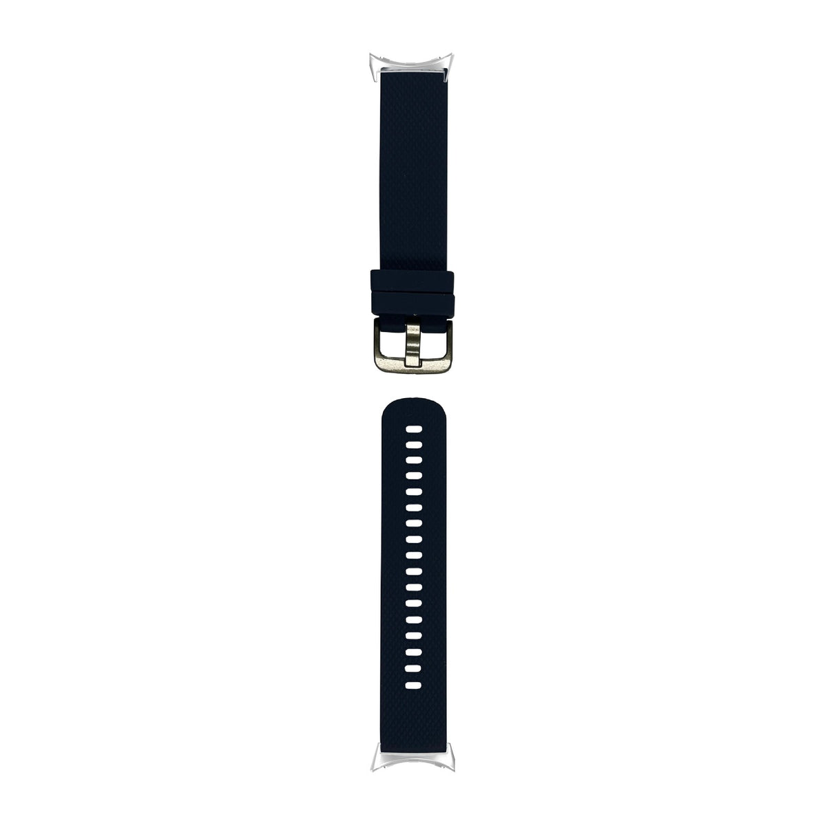 Original Silicone Small/Medium Navy Blue Silver with Google Pixel Spring Bar Adapters - Wear Any 20mm Strap! for Pixel Watch 1-5 41mm