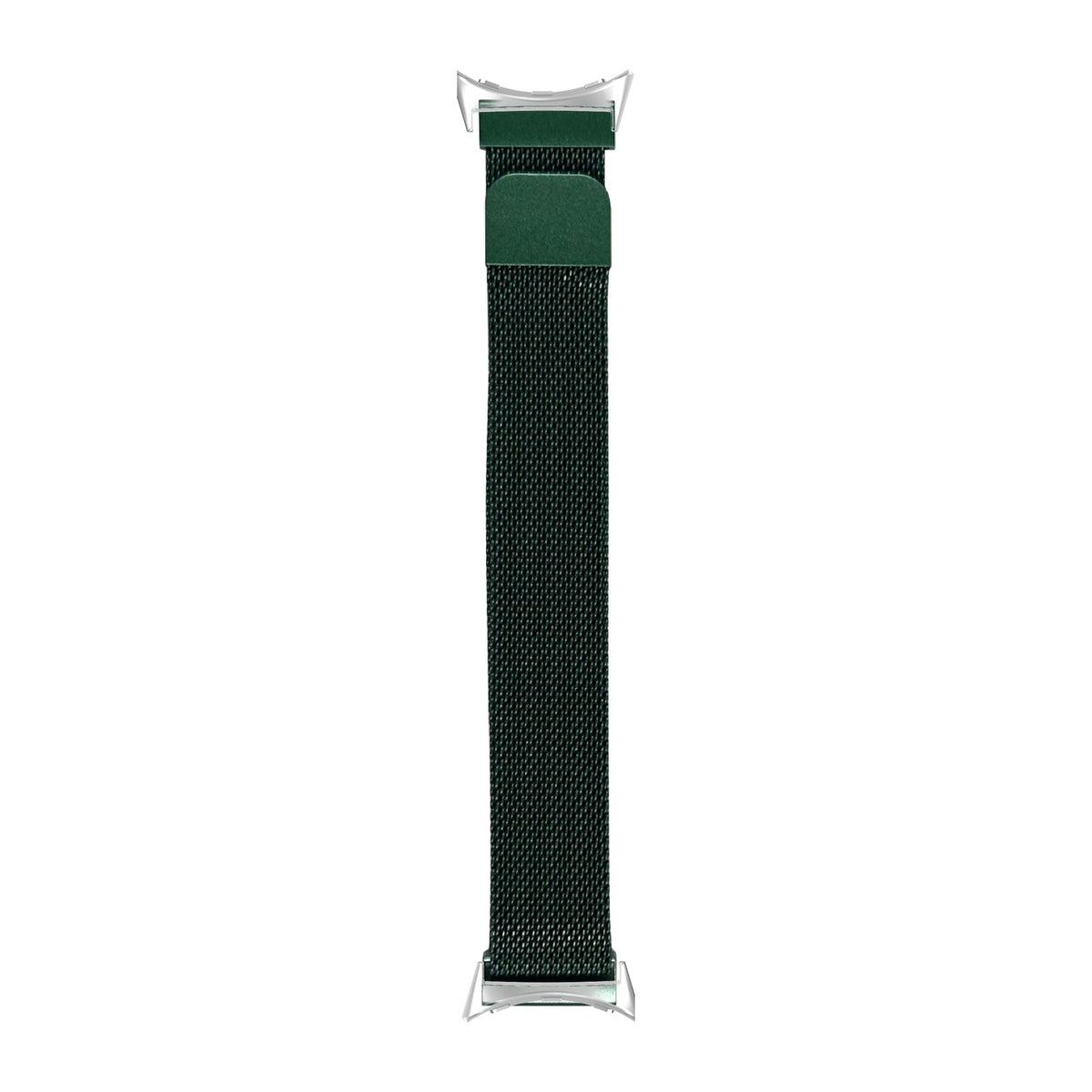 Milanese - Green Silver with Google Pixel Spring Bar Adapters - Wear Any 20mm Strap! for Pixel Watch 3-5 45mm