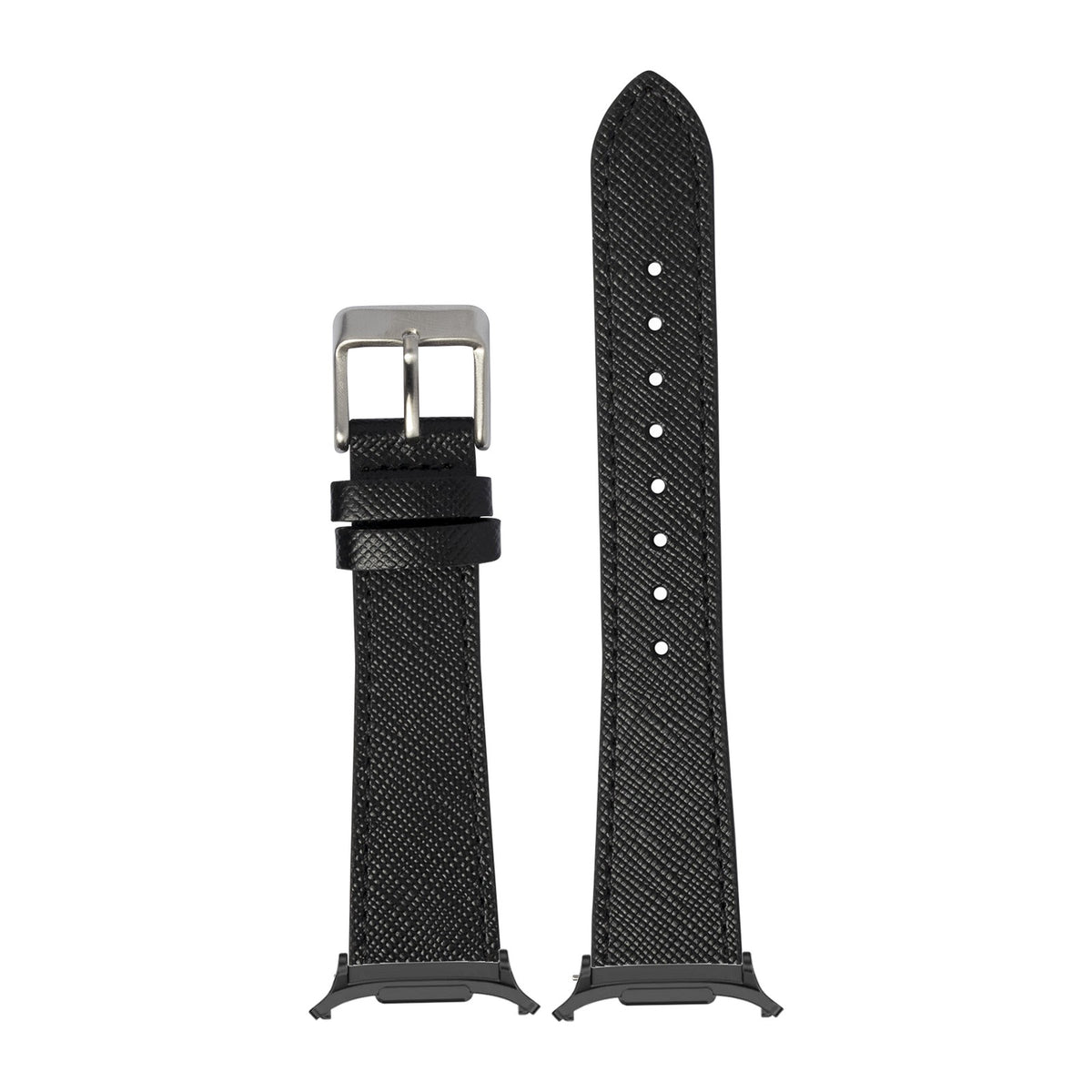 Saffiano Leather - Black for the Galaxy Watch 8, 9 and Ultra with adapter fitted