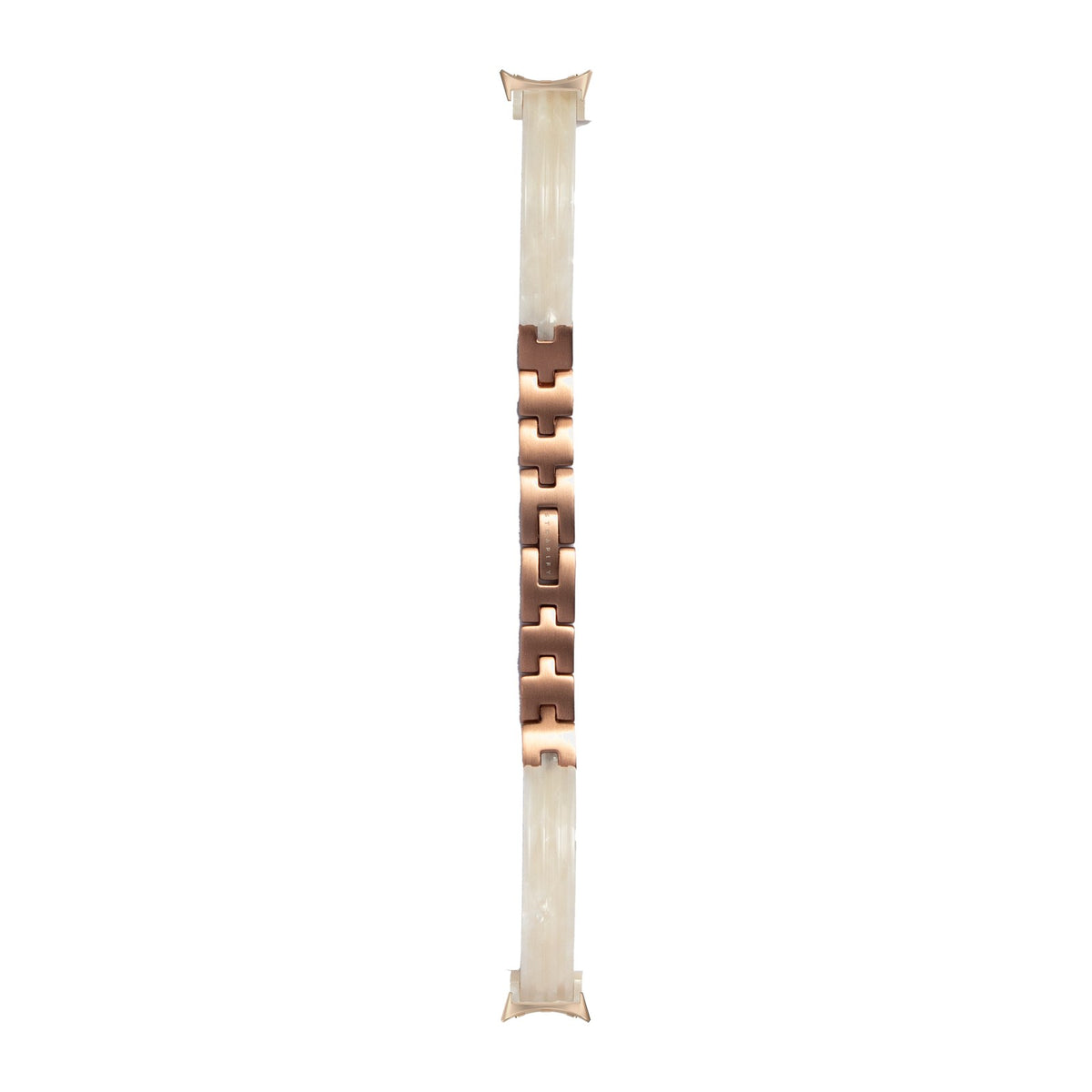 Acetate Bangle - White Pearl / Rose Gold Rose Gold with Google Pixel Spring Bar Adapters - Wear Any 20mm Strap! for Pixel Watch 1-5 41mm