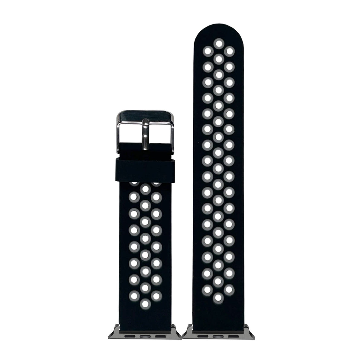 Flexi Sports Silicone Black/Grey Black with Connecters - Spring Bar Type for Apple Watch