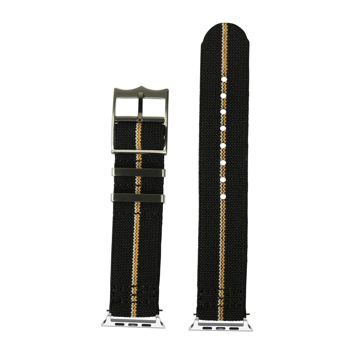 ElastoFlex - Black/Orange/White Silver with Connecters - Spring Bar Type for Apple Watch