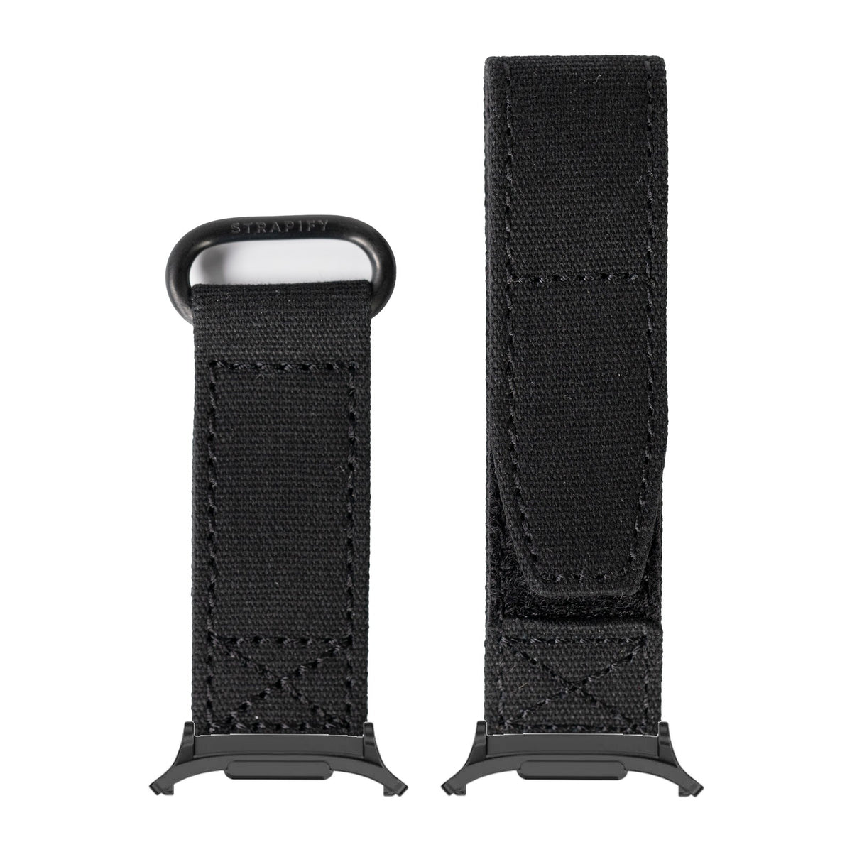 Military Velcro - Stealth Black for the Galaxy Watch 8, 9 and Ultra with adapter fitted