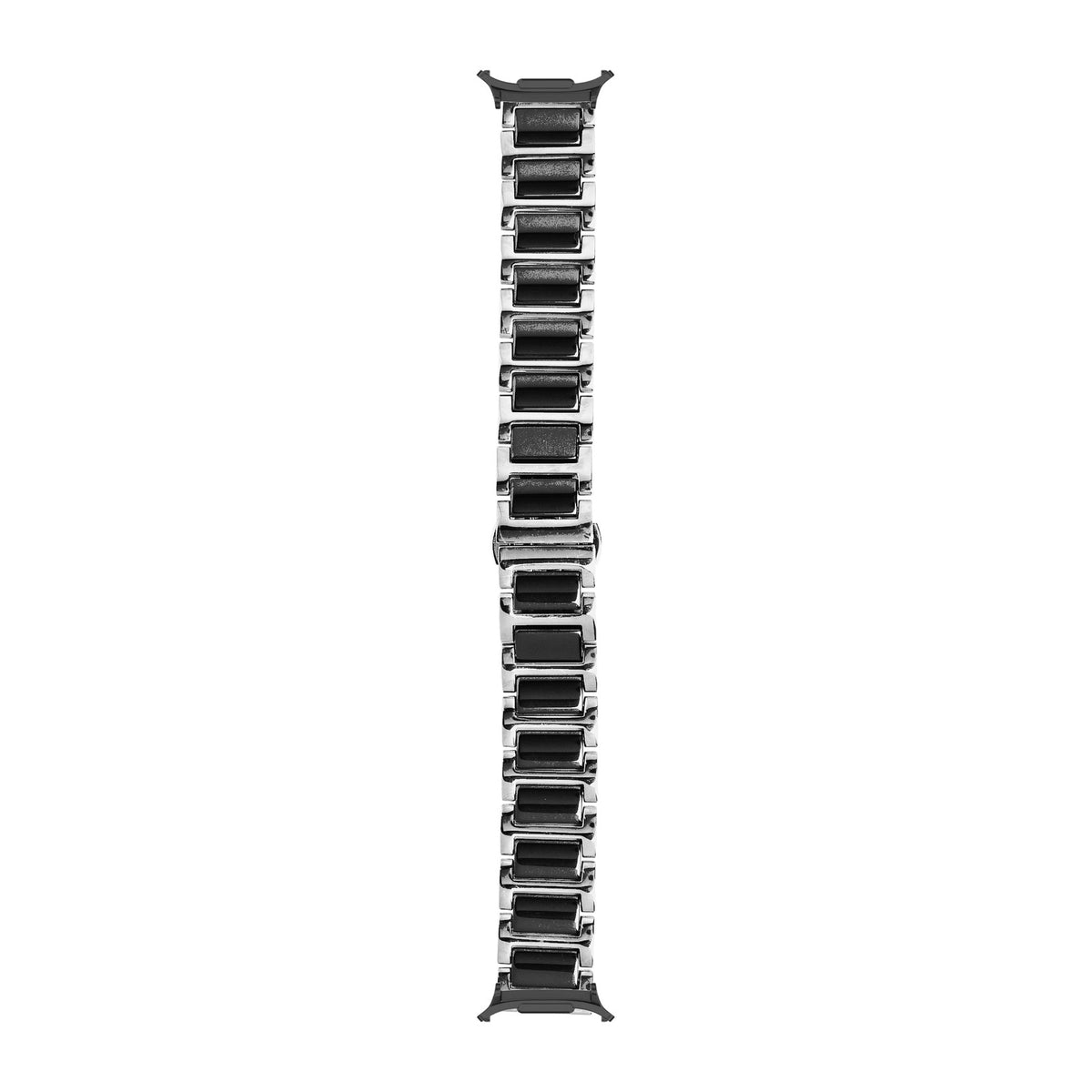 Ceramic Bracelet - Silver / Black Black with Strap Adapter for Galaxy Watch 8-9/Ultra