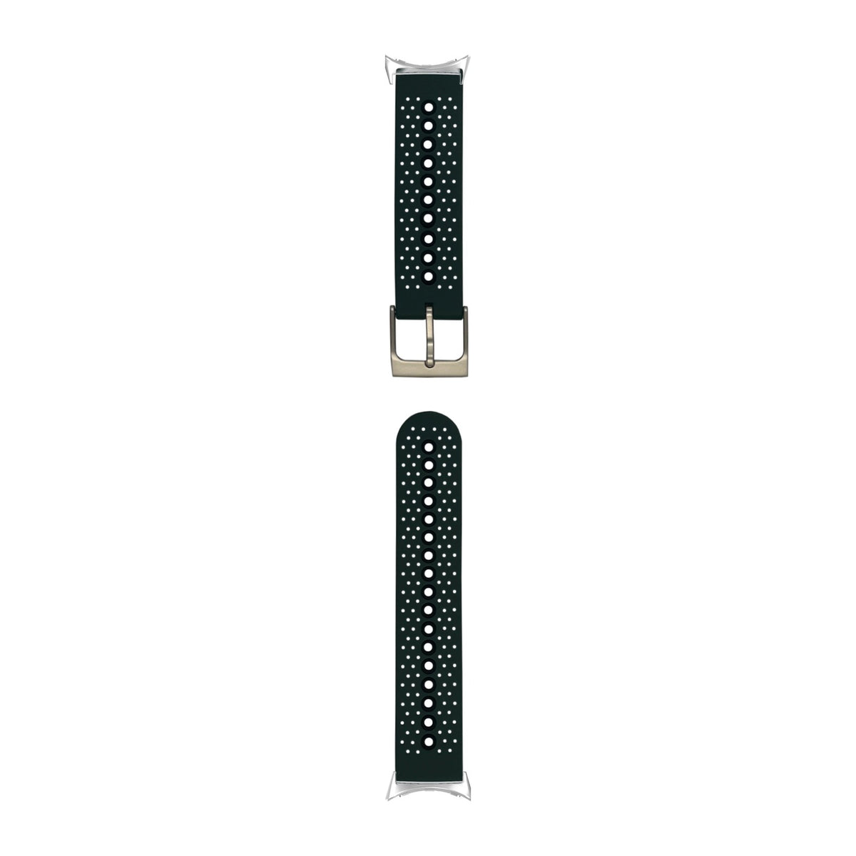 Flexi Sports Silicone 2 Forest Green Silver with Google Pixel Spring Bar Adapters - Wear Any 20mm Strap! for Pixel Watch 3-5 45mm