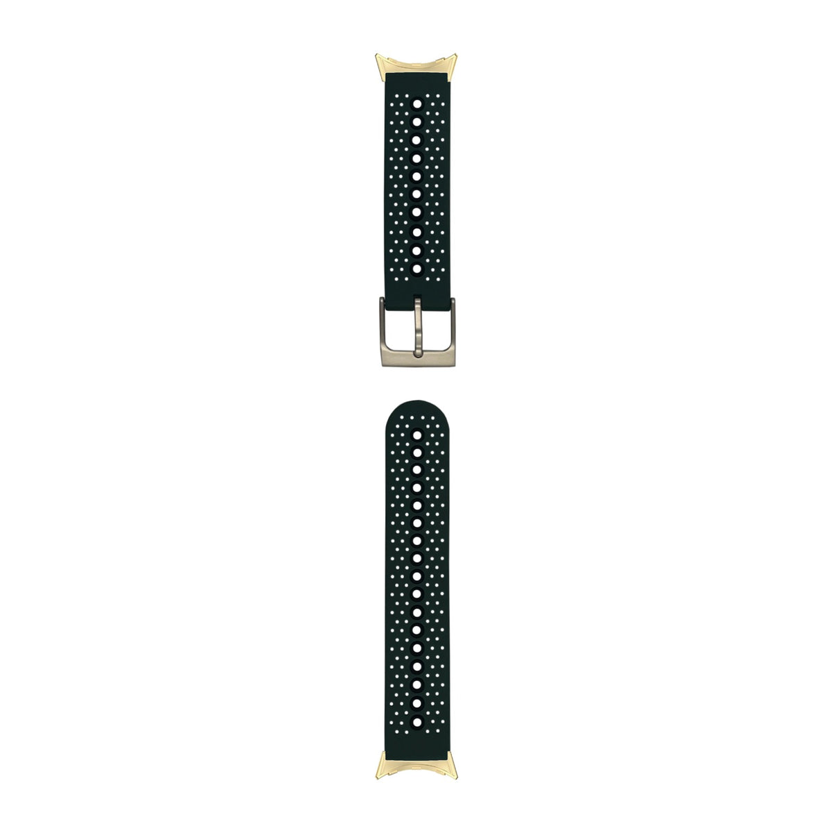 Flexi Sports Silicone 2 Forest Green Gold with Google Pixel Spring Bar Adapters - Wear Any 20mm Strap! for Pixel Watch 3-5 45mm