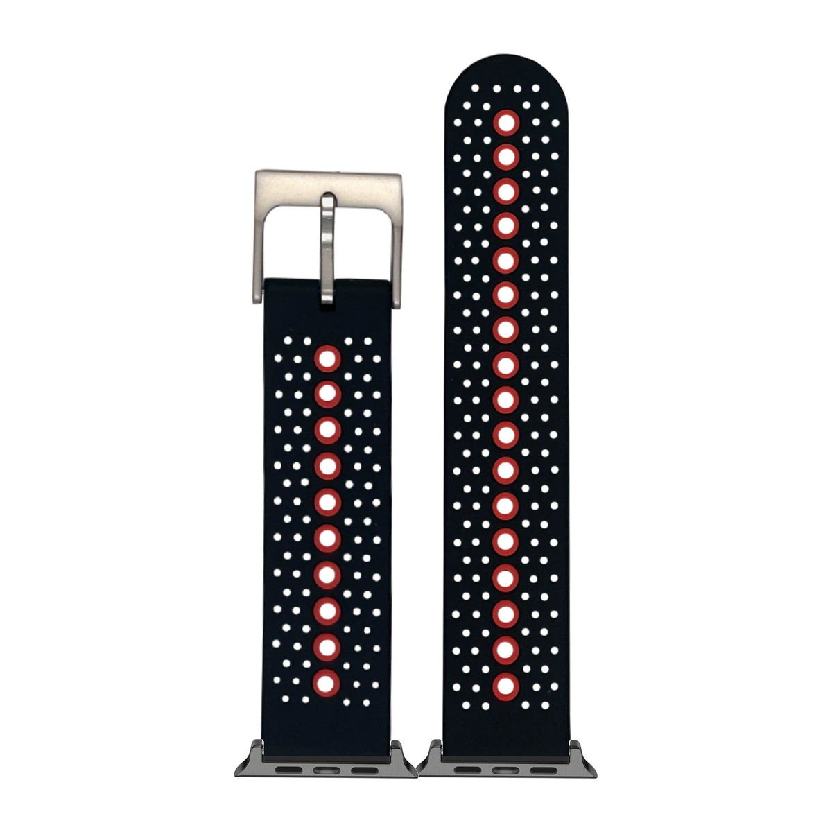 Flexi Sports Silicone 2 Black/Red Black with Connecters - Spring Bar Type for Apple Watch