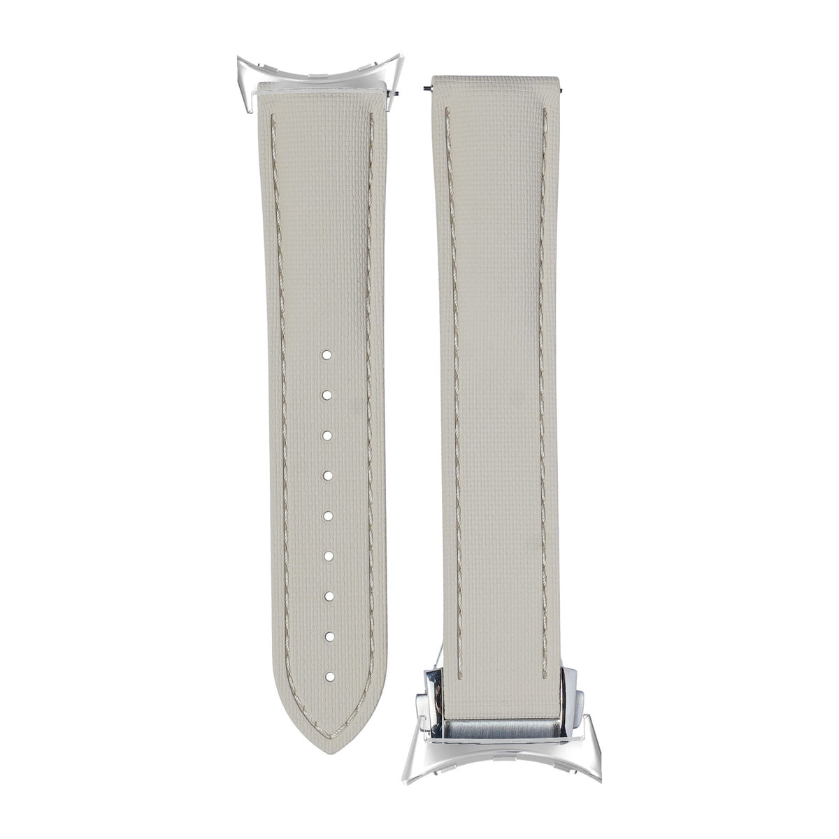 Textured FKM Rubber Beige Silver with Google Pixel Spring Bar Adapters - Wear Any 20mm Strap! for Pixel Watch 1-5 41mm