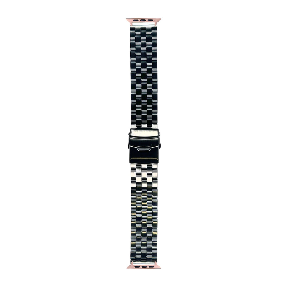 Engineer Bracelet - Folding Deployant Clasp - Black Rose Gold with Connecters - Spring Bar Type for Apple Watch
