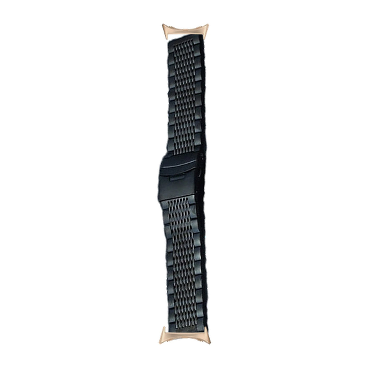 Black Steel Bracelet - Folding Deployant Clasp Rose Gold with Google Pixel Spring Bar Adapters - Wear Any 20mm Strap! for Pixel Watch 1-5 41mm