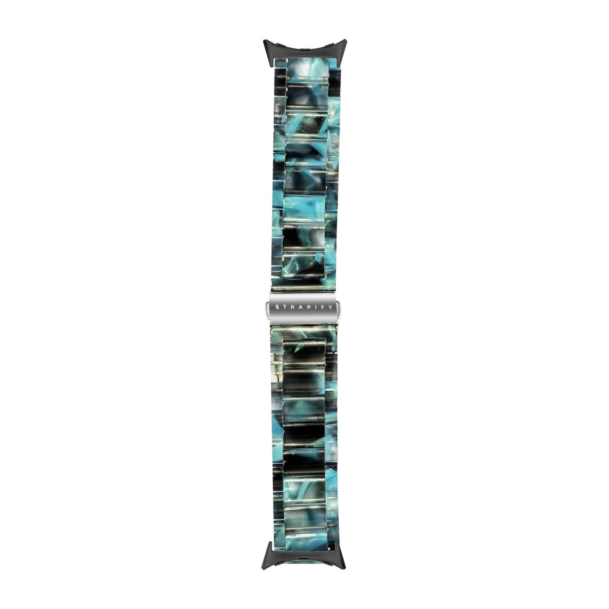 Crystalised Acetate - Blue Galaxy Black with Google Pixel Spring Bar Adapters - Wear Any 20mm Strap! for Pixel Watch 3-5 45mm