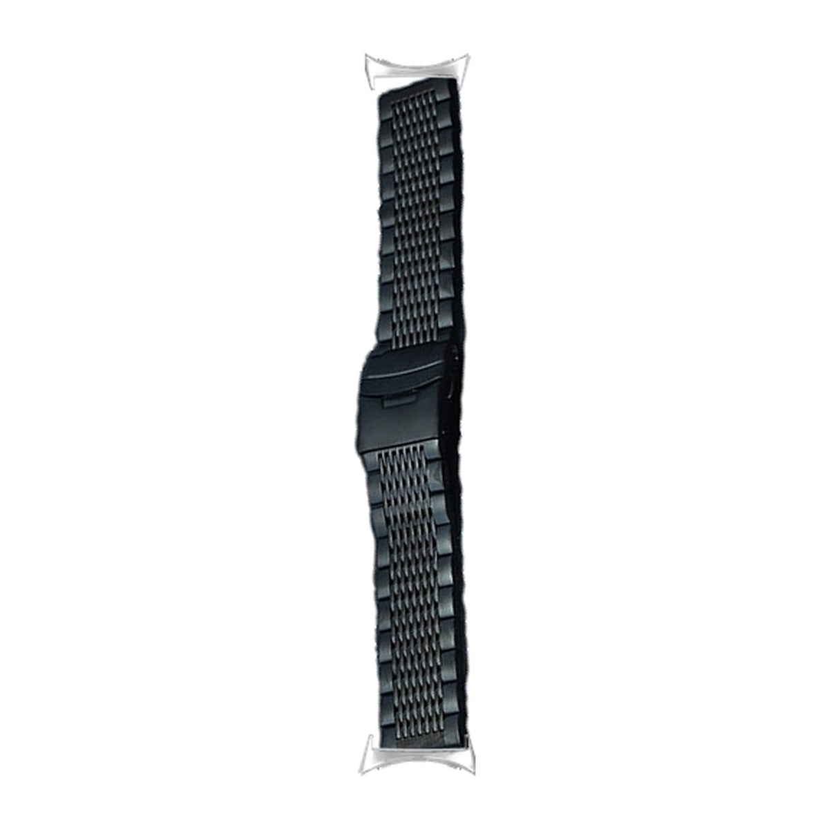 Black Steel Bracelet - Folding Deployant Clasp Silver with Google Pixel Spring Bar Adapters - Wear Any 20mm Strap! for Pixel Watch 1-5 41mm