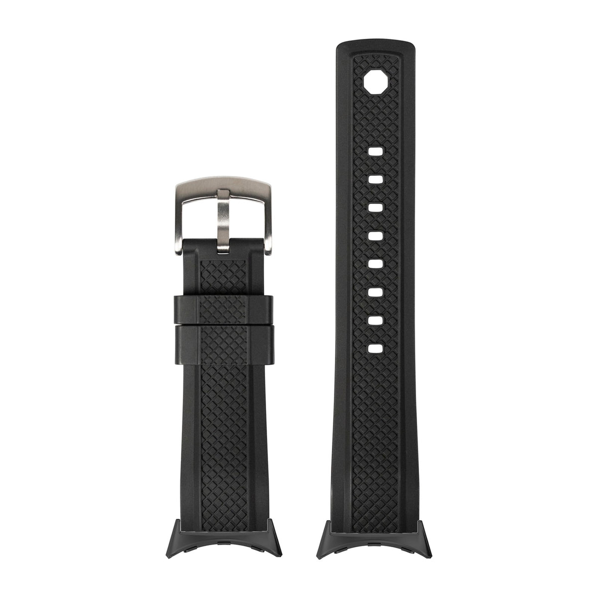 GridLock FKM Rubber - Black Black with Google Pixel Spring Bar Adapters - Wear Any 20mm Strap! for Pixel Watch 3-5 45mm