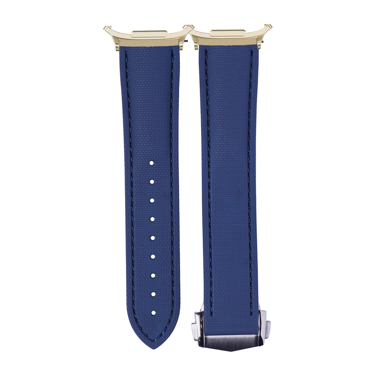 Textured FKM Rubber Navy Blue Gold with Strap Adapter for Galaxy Watch 8-9/Ultra
