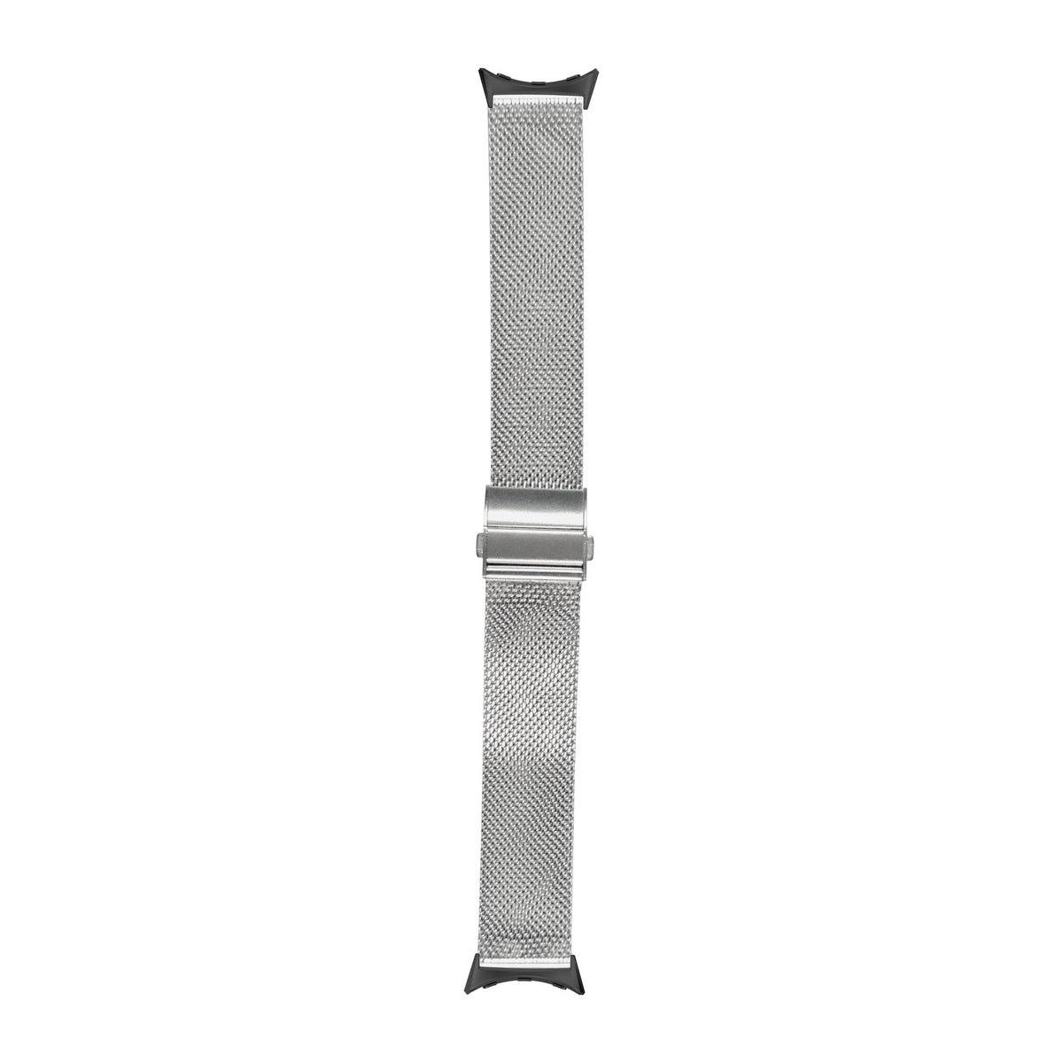 Milanese Silver Black with Clasp with Google Pixel Spring Bar Adapters - Wear Any 20mm Strap! for Pixel Watch 3-5 45mm